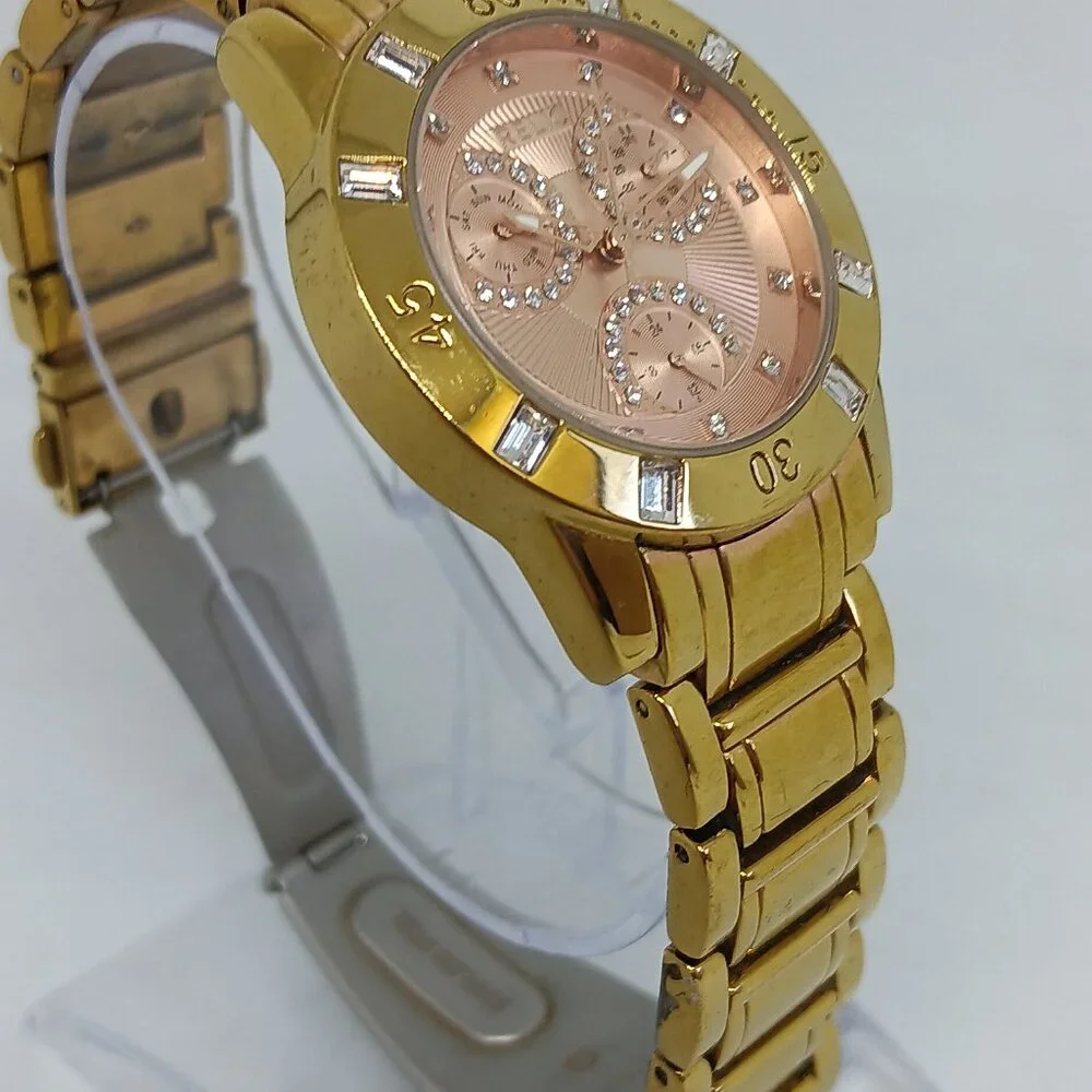 Relic ZR15668 Women's 34mm Gold Tone Multifunction Crystal Accent Watch